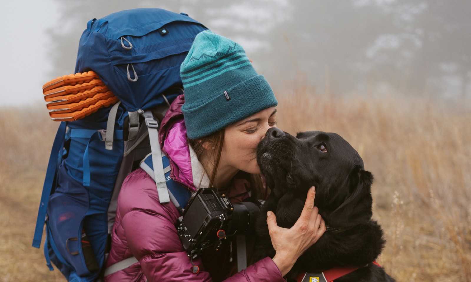 A graphic showing a backpacker geared up for an overnight trip, captioned with the pack and jacket she is wearing.
