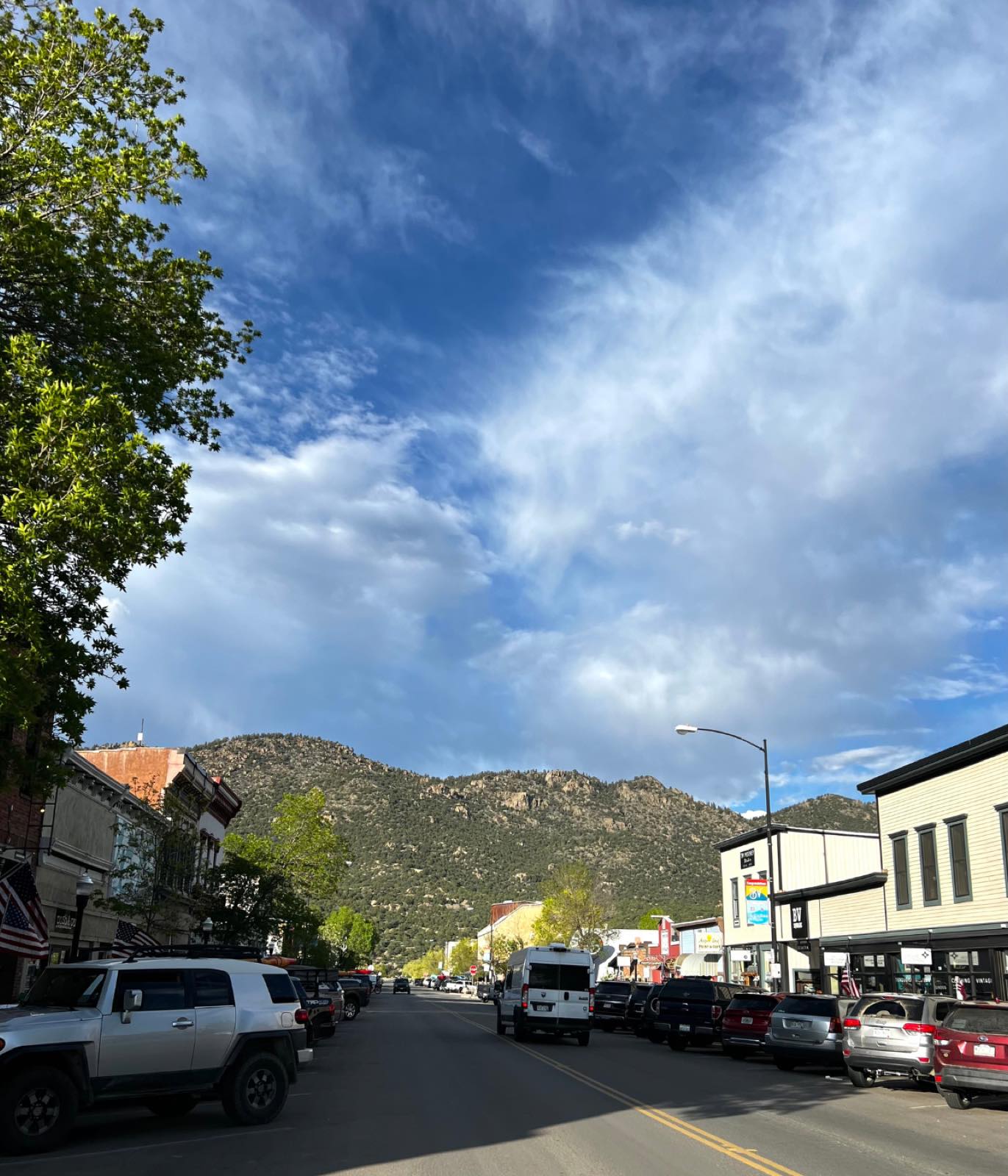 A scenic view of Buena Vista, Colorado, with the Collegiate Peaks in the background.