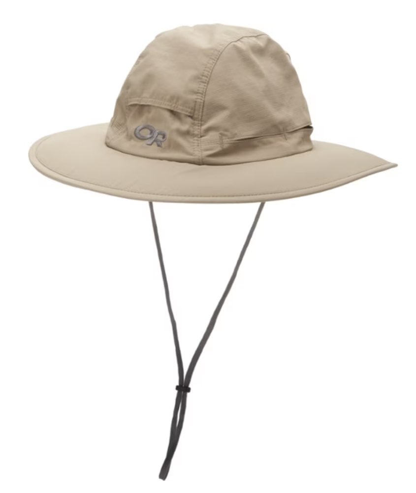 An Outdoor Research wide-brim sun hat.