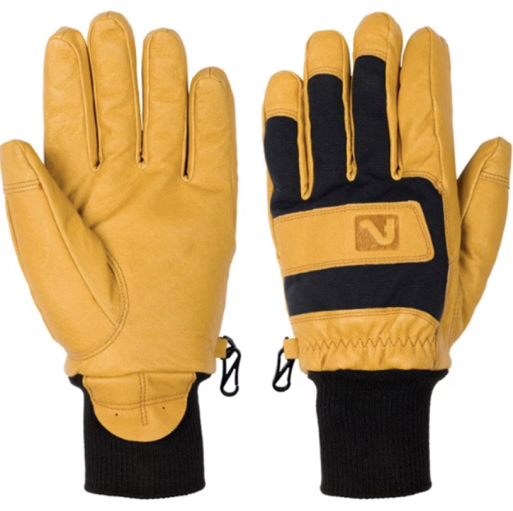 A pair of Flylow Magnarac insulated leather gloves.