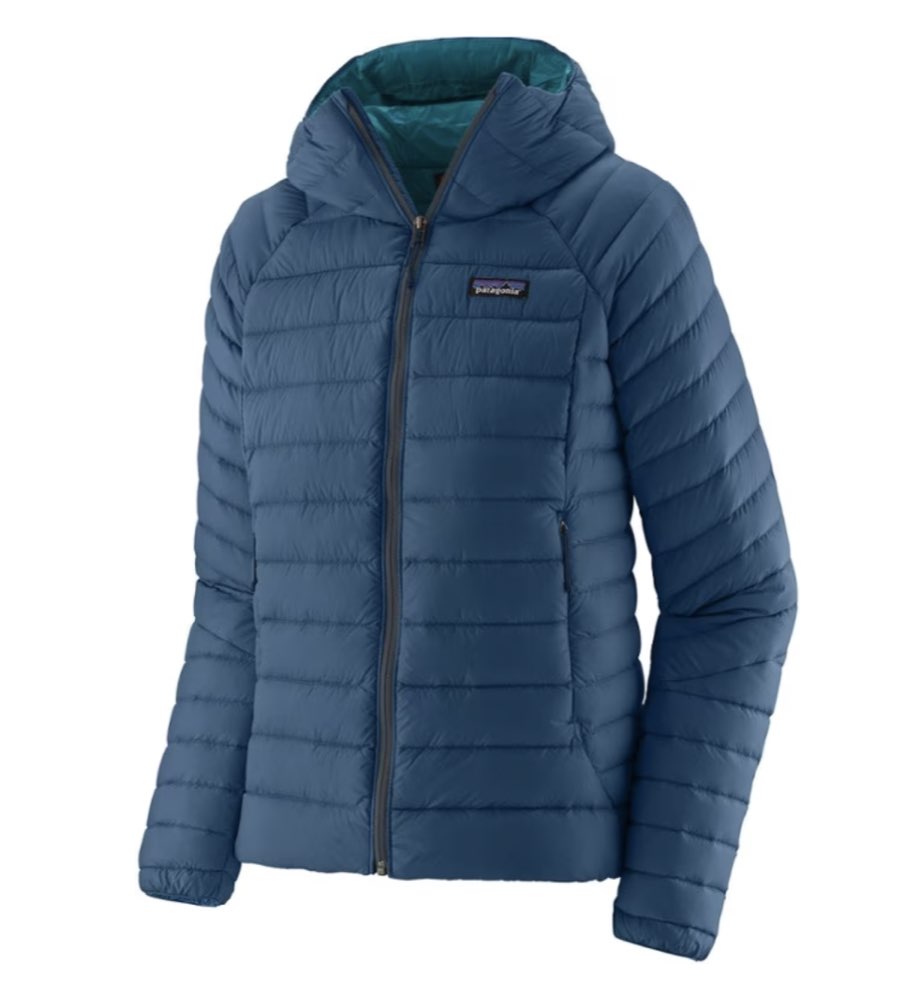 A Patagonia Down Sweater Hoodie jacket.