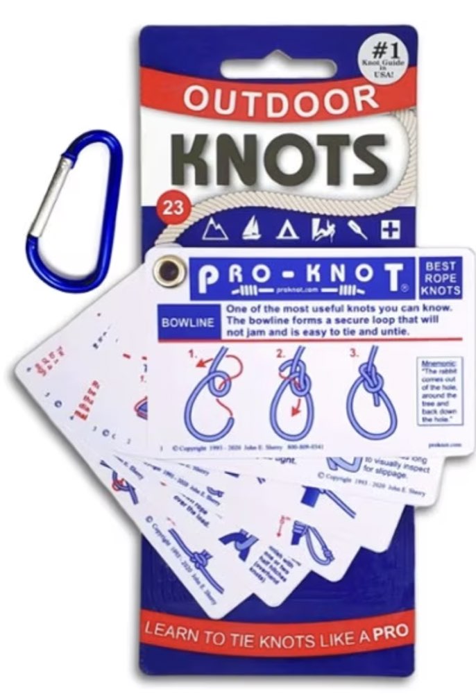 A waterproof outdoor-knots reference card set.