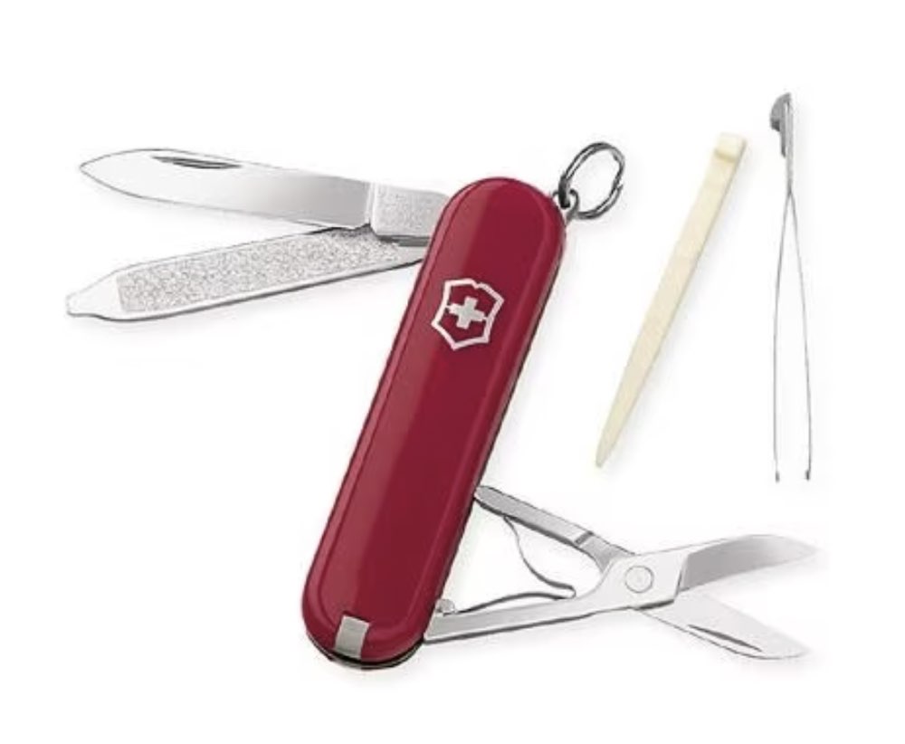 A classic red Swiss Army knife.