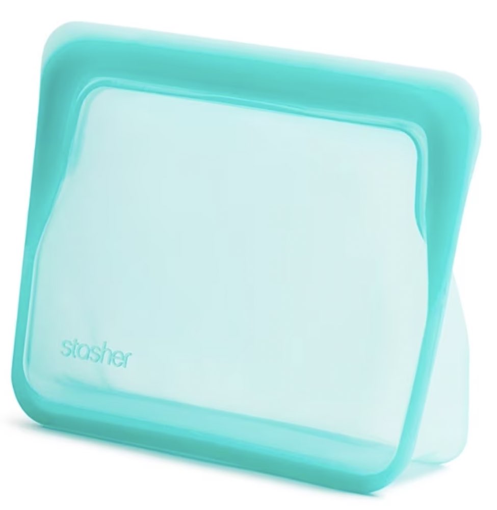 Stasher reusable silicone food storage bags.